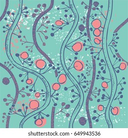 Vintage Flower and leaves Wallpaper, seamless pattern with floral background for wallpaper or other prints
