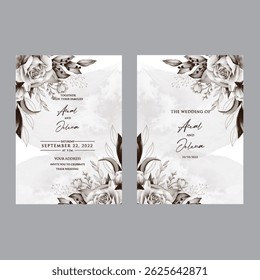Vintage flower line art with natural textured background.