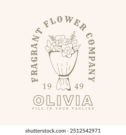 Vintage flower logo design with line art. feminine tulip flower logo for beauty care, spa, salon, cosmetics or boutique