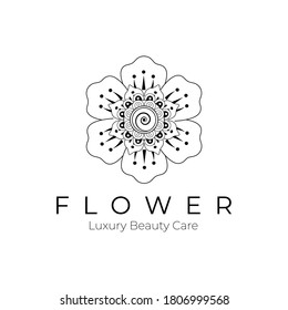 Vintage flower logo design. Vector EPS 10.