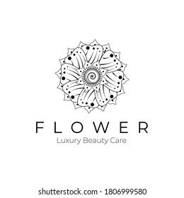 Vintage flower logo design. Vector EPS 10.