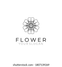 Vintage flower logo design. Vector EPS 10.