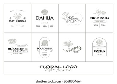 Vintage Flower logo template collection illustration for branding