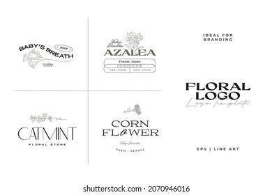 Vintage Flower logo template collection illustration for branding