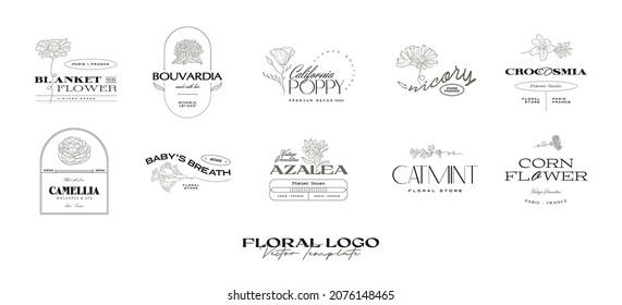 Vintage Flower logo template collection illustration for branding