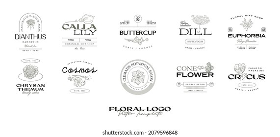 Vintage Flower logo template collection illustration for branding