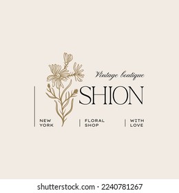 Vintage Flower logo template illustration for branding
