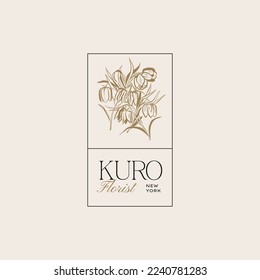 Vintage Flower logo template illustration for branding