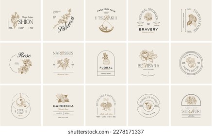 Vintage Flower logo template illustration for branding