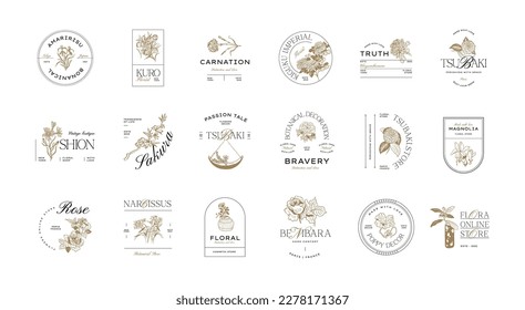 Vintage Flower logo template illustration for branding