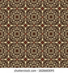 Vintage flower motifs art work on Bantul batik design with blend mocca and brown color concept.
