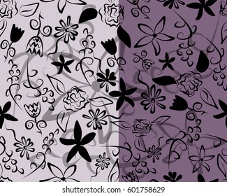 Vintage flower and nature pattern print for t-shirt, apparel, textile or wrapping. Classic wallpaper with floral elements and various colors. Vector is seamless and repeatable.