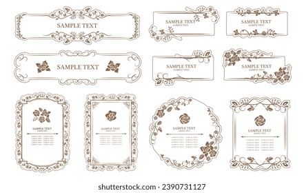 Vintage flower ornament Set. borders and frames for design of monograms, invitations, frames, menus, labels and websites.