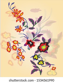 Vintage Flower Ornamental Emroidery Design 