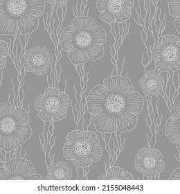 Patrón de flores de cosecha. Flores de perro. Ornamento floral retro. Color de los elementos botánicos sobre fondo azul. Impresión torrencial decorativa. Decoración con papel pintado de estilo antiguo y florido. Nilo de agua.