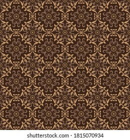 Patrón de flor vintage en Jepara batik con un diseño de color marrón oscuro suave.