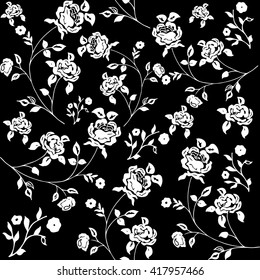  vintage flower pattern on navy background