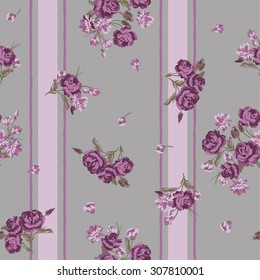 Vintage  flower pattern with stripe background
