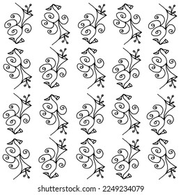 Vintage flower print. Seamless pattern with black exotic flowers on white background. Wallpaper and bed linen print.