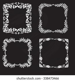 Vintage flower rustic design elements doodle frames vector