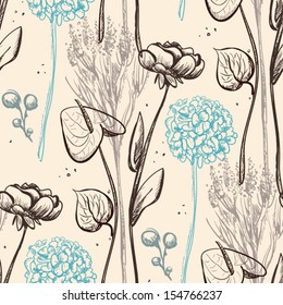 Vintage flower seamless pattern.