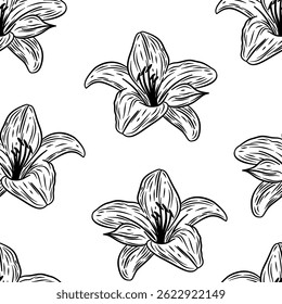 Vintage flower seamless pattern background. Vintage flower pattern background. Monochrome vintage flower pattern background.