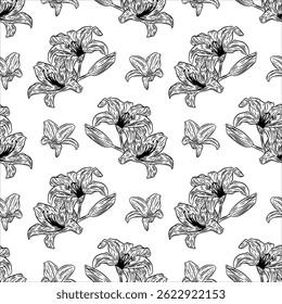 Vintage flower seamless pattern background. Vintage flower pattern background. Monochrome vintage flower pattern background.