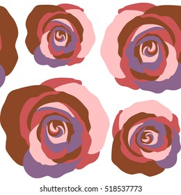 Vintage flower seamless pattern. Flower pattern with roses. Hand drawn flower pattern. Brown roses pattern on a white background. Vector flower pattern sketch.
