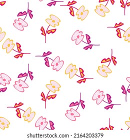 Vintage flower seamless pattern. Stylized elegant botanical background. Retro floral wallpaper. Simple style. Design for fabric, textile, wrapping, cover. Vector illustration