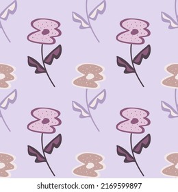 Vintage flower seamless pattern. Stylized elegant botanical background. Retro floral wallpaper. Simple style. Design for fabric, textile, wrapping, cover. Vector illustration