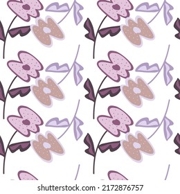 Vintage flower seamless pattern. Stylized elegant botanical background. Retro floral wallpaper. Simple style. Design for fabric, textile, wrapping, cover. Vector illustration