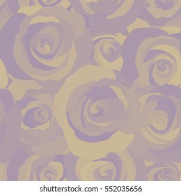 Vintage flower seamless pattern with stylized roses. Hand drawn abstract rose flowers. Violet and beige roses pattern. Vector floral pattern sketch.