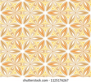 vintage flower seamless pattern vector illustration. geometric mandala ornament. brown and ocher graphic floral line oriental arabesque pattern. flower of life background for fabric, wallpaper design