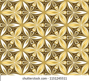 vintage flower seamless pattern vector illustration. geometric mandala ornament. brown and ocher graphic floral line oriental arabesque pattern. flower of life background for fabric, wallpaper design