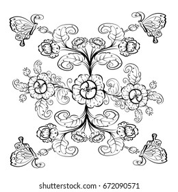 vintage flower, vector