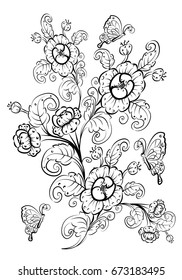 vintage flower, vector