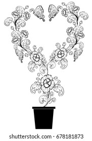vintage flower, vector