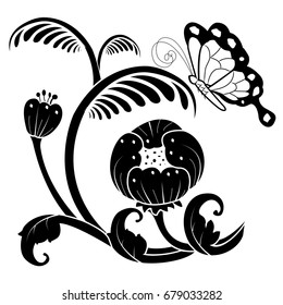 vintage flower, vector