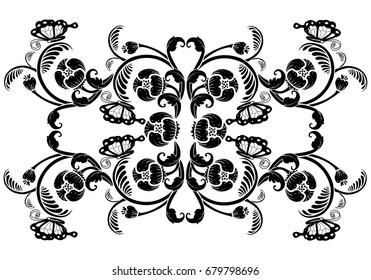 vintage flower, vector