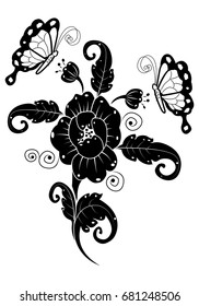 vintage flower, vector