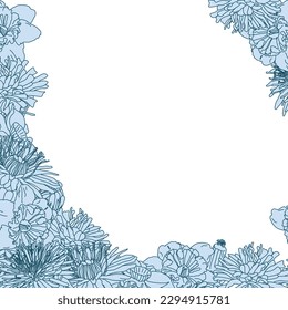 Vintage Blume Vektorbild Zeichnung. Blumenkranz. Vintage-Vektorgrafik-Zeichnung
