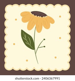 Vintage Flower Vector Illustration with Frame