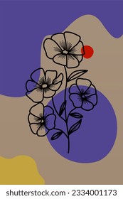 Vintage flower wall art decoration. Printable vintage flower wall decor