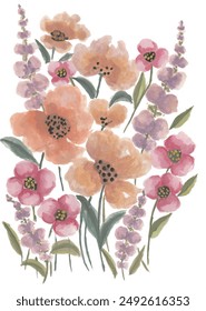 Vintage flower watercolor arrangement design for cards