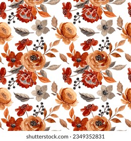 Vintage flower watercolor seamless pattern for background, fabric, textile, fashion, wallpaper, wedding, banner, sticker, decoration etc.