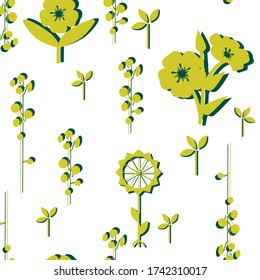 Vintage Flower Yellow Pattern Isolated.