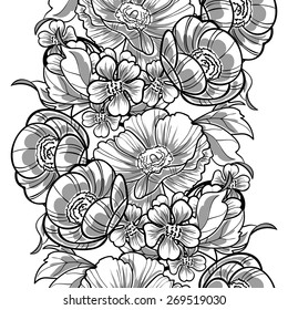 Vintage flowers. Abstract elegance seamless pattern with floral elements. Flower background.