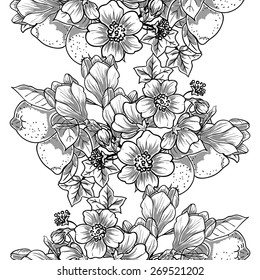 Vintage flowers. Abstract elegance seamless pattern with floral elements. Flower background.