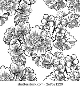 Vintage flowers. Abstract elegance seamless pattern with floral elements. Flower background.