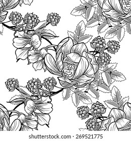 Vintage flowers. Abstract elegance seamless pattern with floral elements. Flower background.